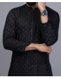 MEN CASUAL BLACK KURTA