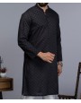 MEN CASUAL BLACK KURTA