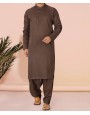Men Kameez Shalwar Plain Dark Grey