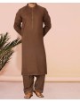 Men Kameez Shalwar Plain Brown