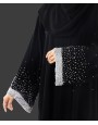 Crystal 3 PC Set Abaya- Black