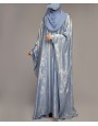 Metallic 3Pc Set Abaya- Sky