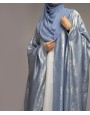Metallic 3Pc Set Abaya- Sky