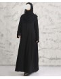 Button 3 Pc Set Abaya - Black