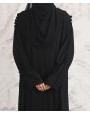 Button 3 Pc Set Abaya - Black