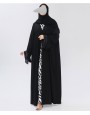 Strip 4 Pc Set Abaya - Black