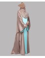 Dual Tone Satin 3 Pc Set Abaya