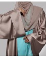 Dual Tone Satin 3 Pc Set Abaya