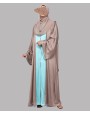 Dual Tone Satin 3 Pc Set Abaya