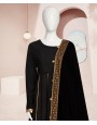 Mahrani Velvet Shawl 2Pc Stitched Suit- Black