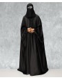 Saudi Style 3 Piece Set Abaya-Black